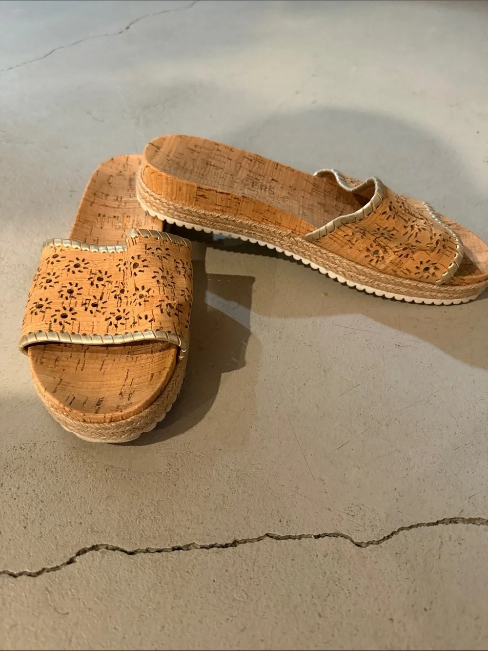 Jack Rogers Cork Perforated Slide Sandals Size 8
